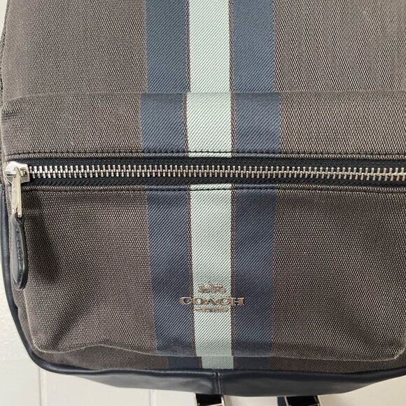 Coach blue grey striped zippered backpack - Picture 4 of 8